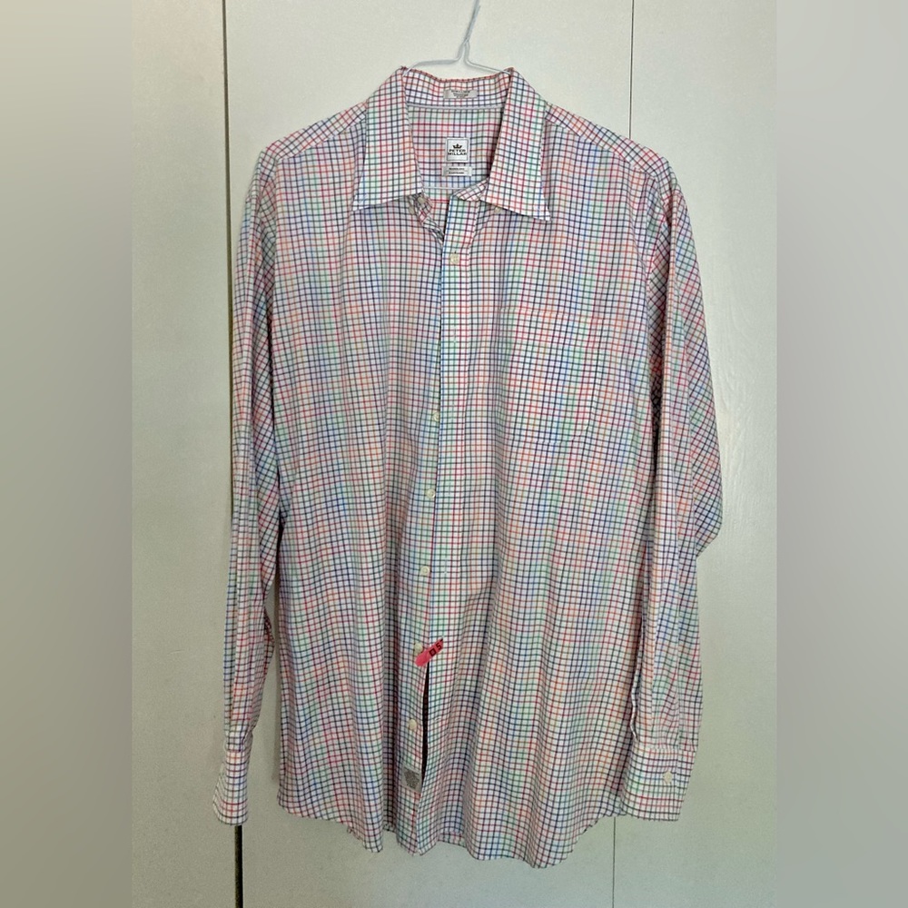Peter Millar mens XL long sleeve button down shirt, colorful plaid pattern - Picture 2 of 4